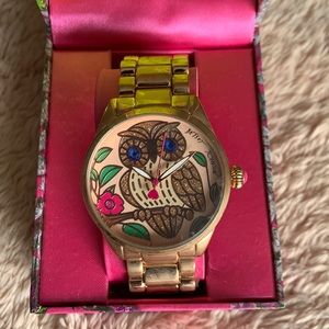 Betsey Johnson rose gold owl watch